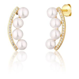 JwL Luxury Pearls Pozlacené náušnice s říčními perlami a zirkony JL0745 obraz