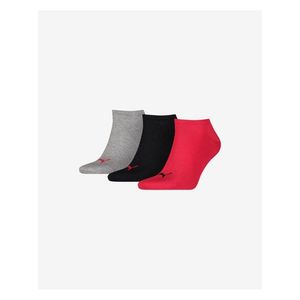 Sada tří párů ponožek v šedé, černé a červené barvě Puma obraz