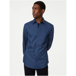 Tmavě modrá pánská vzorovaná košile Marks & Spencer obraz