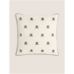 Krémový sametový dekorativní polštář s motivem včel Marks & Spencer obraz