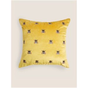 Žlutý sametový dekorativní polštář s motivem včel Marks & Spencer obraz