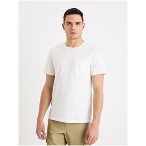 Bílé pánské basic tričko Celio Gepik obraz