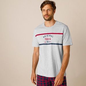 Pyžamové tričko s krátkými rukávy, polybavlna šedý melír 77/86 (S) obraz