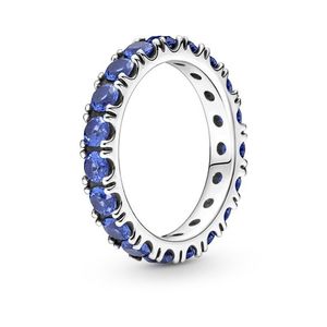 Pandora Třpytivý stříbrný prsten s modrými krystaly Eternity Timeless 190050C02 56 mm obraz