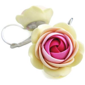 Troli Růžovo-vanilkové visací náušnice ve tvaru kytiček Summer Flower obraz