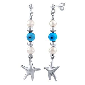 Silvego Stříbrné náušnice Triton s pravými perlami, hvězdami a korálkami PRM20261EPW obraz
