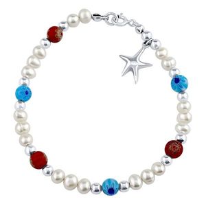Silvego Stříbrný náramek Triton s pravými perlami, hvězdou a barevnými korálkami PRM20261BPW obraz