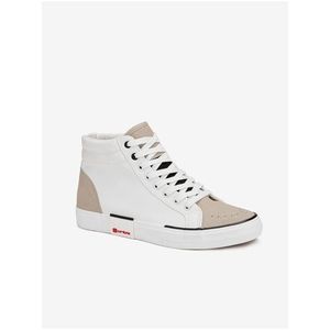 Béžovo-bílé pánské sneakers boty Ombre Clothing T376 obraz