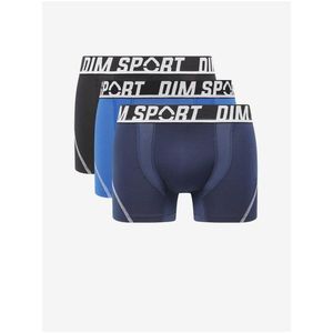 Sada tří pánských boxerek v černé a modré barvě DIM SPORT MICROFIBRE BOXER 3x obraz