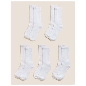 Sada pěti párů dámských sportovních ponožek v bílé barvě Marks & Spencer obraz