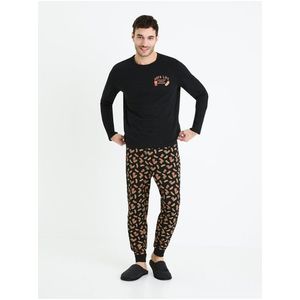 Černé pánské vzorované pyžamo v dárkovém balení Celio Hot Dog obraz