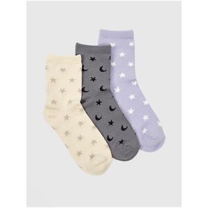 Sada tří párů holčičích ponožek v šedé a krémové barvě GAP obraz