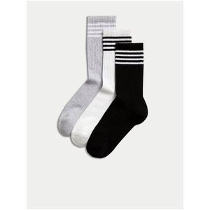 Sada tří párů dámských ponožek v černé, bílé a šedé barvě Marks & Spencer obraz