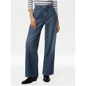 Modrá dámské široké džíny s vysokým pasem Marks & Spencer obraz