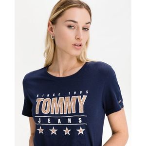 Tommy Jeans Slim Metallic Triko Modrá obraz