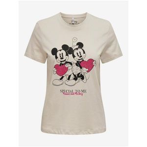 Béžové dámské tričko ONLY Mickey obraz