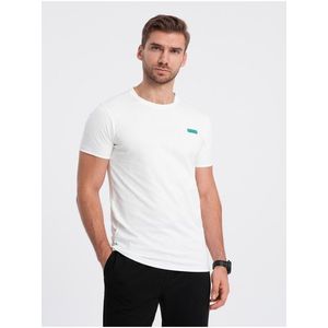 Bílé pánské tričko Ombre Clothing obraz