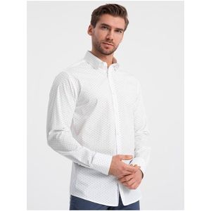 Bílá pánská vzorovaná košile Ombre Clothing obraz