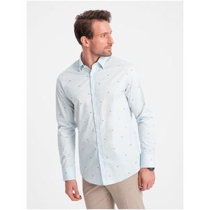 Světle modrá pánská vzorovaná košile Ombre Clothing obraz