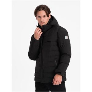 Černá pánská prošívaná zimní bunda Ombre Clothing obraz