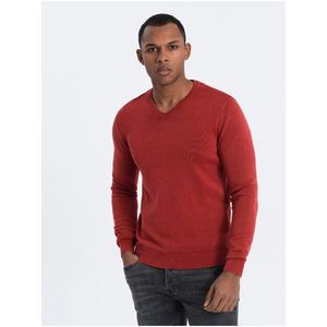 Červený pánský basic svetr s véčkovým výstřihem Ombre Clothing obraz