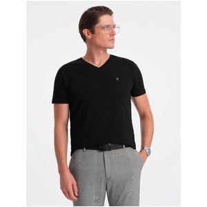 Černé pánské tričko s véčkovým výstřihem Ombre Clothing obraz