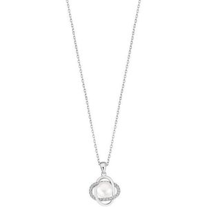 Lotus Silver Něžný stříbrný náhrdelník s čirými zirkony a syntetickou perlou LP3094-1/1 obraz