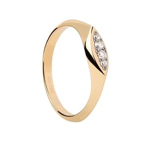 PDPAOLA Elegantní pozlacený prsten se zirkony Gala Vanilla AN01-A52 50 mm obraz