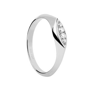 PDPAOLA Elegantní stříbrný prsten se zirkony Gala Vanilla AN02-A52 52 mm obraz