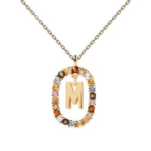 PDPAOLA Krásný pozlacený náhrdelník písmeno "M" LETTERS CO01-272-U (řetízek, přívěsek) obraz