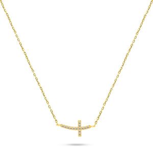Brilio Silver Pozlacený náhrdelník Křížek se zirkony NCL57Y obraz