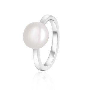 Beneto Elegantní stříbrný prsten s pravou perlou AGG29 52 mm obraz