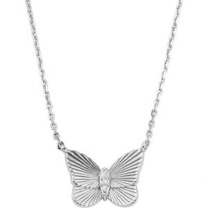 Fossil Slušivý stříbrný náhrdelník Butterflies s krystaly JFS00619040 obraz