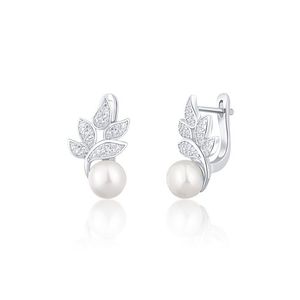 JwL Luxury Pearls Překrásné stříbrné náušnice s pravými perlami a zirkony JL0719 obraz