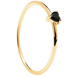 PDPAOLA Minimalistický pozlacený prsten se srdíčkem Black Heart Gold AN01-224 56 mm obraz