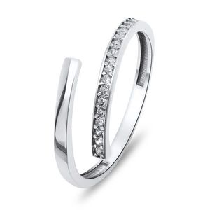 Brilio Silver Elegantní otevřený prsten s čirými zirkony RI035W obraz