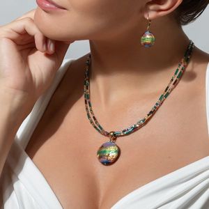 Lampglas Mysteriózní náhrdelník Rainbow Essence s 24karátovým zlatem v perle Lampglas NP46 obraz