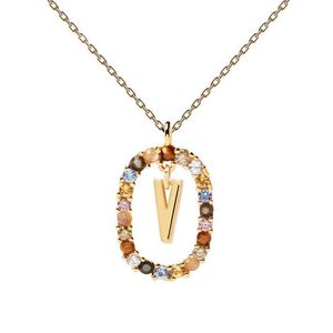 PDPAOLA Krásný pozlacený náhrdelník písmeno "V" LETTERS CO01-281-U (řetízek, přívěsek) obraz