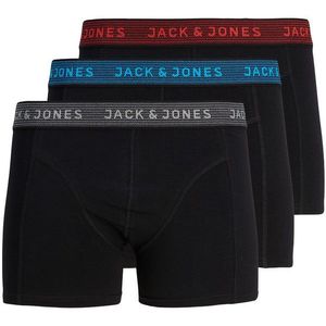 Jack&Jones 3 PACK - pánské boxerky JACWAISTBAND 12127816 Asphalt Hawaian ocean & Fiery red S obraz