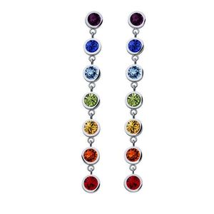 CRYSTalp Dlouhé náušnice s barevnými krystaly Balance Post Chakra 42162.MUL.E obraz