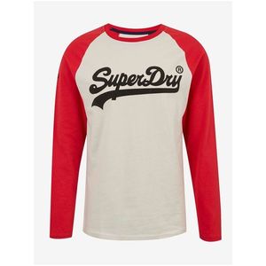 Červeno-bílé pánské tričko s potiskem Superdry obraz