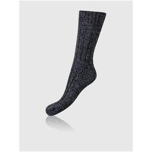 Černé žíhané zimní ponožky s příměsí vlny BELLINDA Norwegian Style obraz
