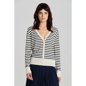 KARDIGAN GANT FINE KNIT STRIPED CARDIGAN bílá L obraz