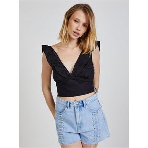 Černý dámský cropped top s volány TALLY WEiJL obraz