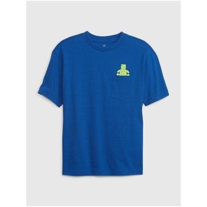 Modré klučičí bavlněné tričko s kapsičkou GAP obraz