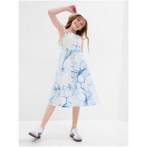 Modro-bílé holčičí květované midi šaty na ramínka GAP obraz