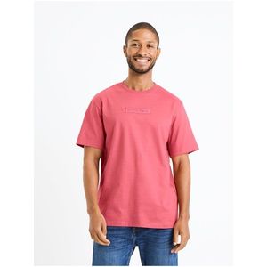 Tmavě růžové pánské tričko Celio Fedeton obraz