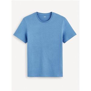 Modré pánské basic tričko Celio Tebase obraz