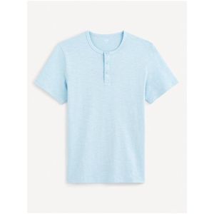 Světle modré pánské basic tričko Celio Genperle obraz
