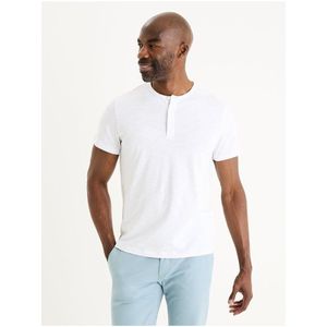 Bílé pánské basic tričko Celio Genperle obraz